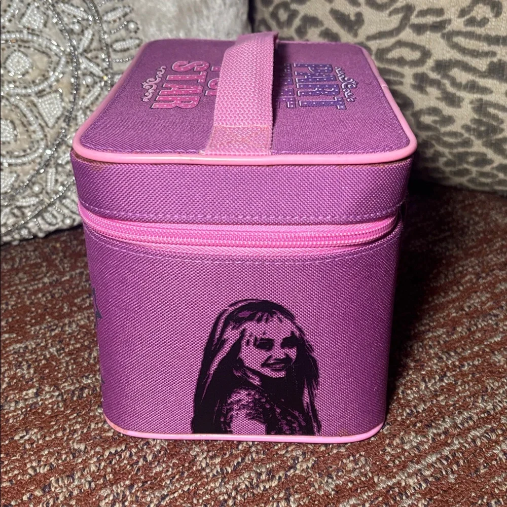 Vintage 2008 Hanna Montana purple & Pink Cosmetic Box train case zip up iconic